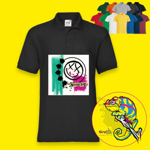 Polo colorata con stampa fronte