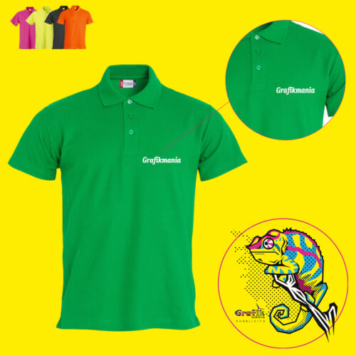 Polo colorata con ricamo lato cuore